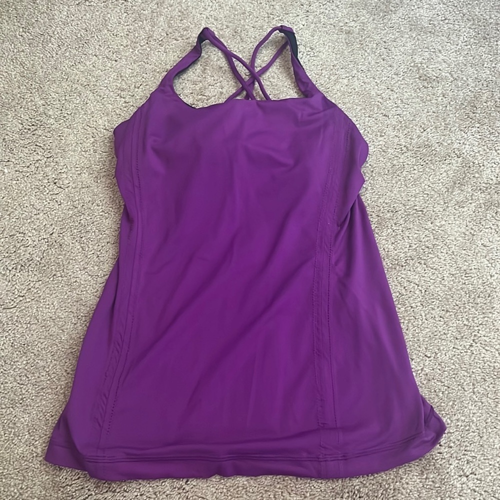 Purple Lululemon Tank with built in bra size 4
